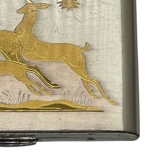 Elgin Compact Deer American Made Silver Tone Gold Tone MCM Retro Chic 50s 60s - Picture 4 of 16